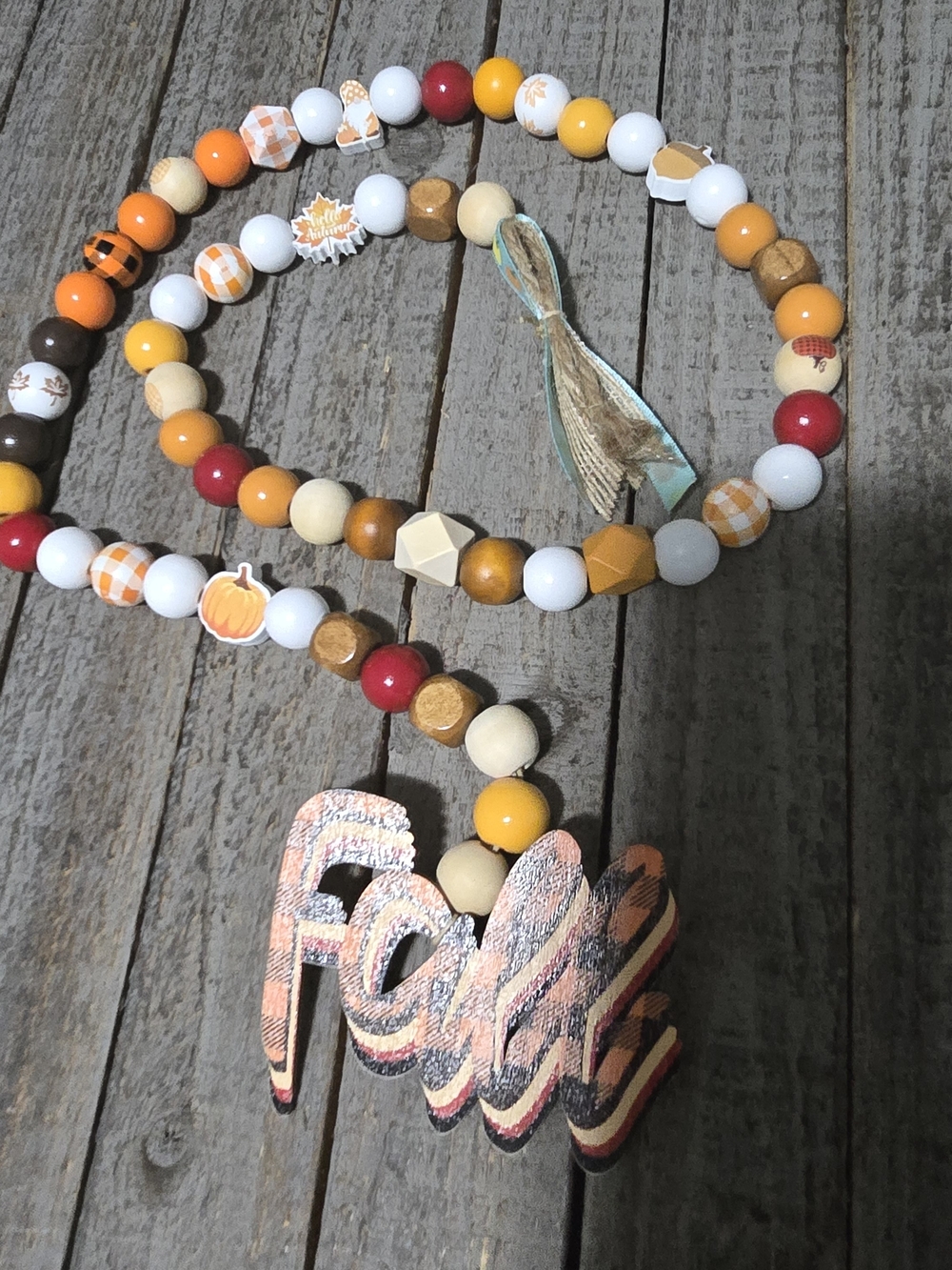Wood Fall Beaded Garland - Yellow, Orange & Red
